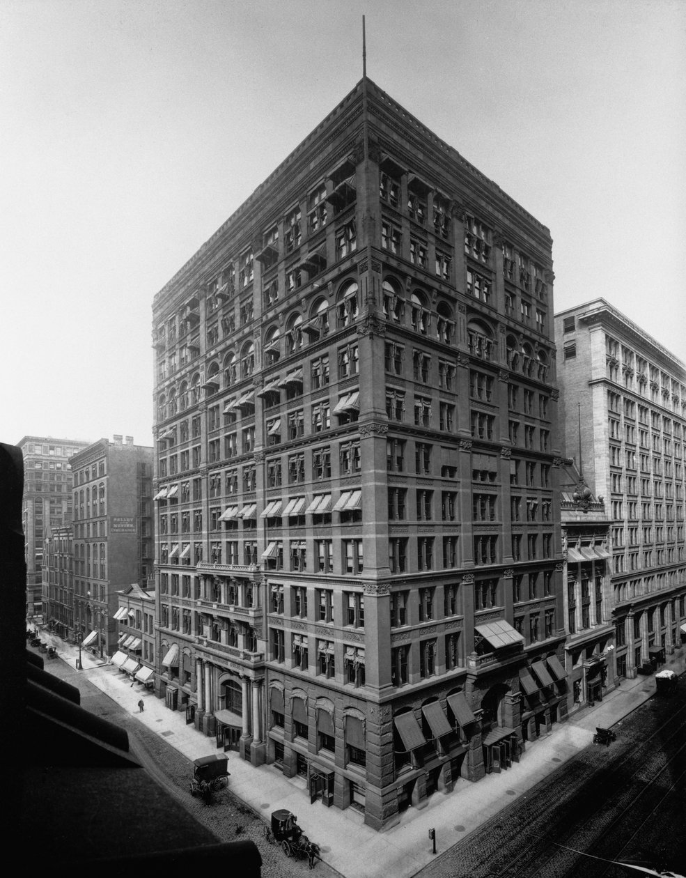 Home Insurance Building, Chicago, Illinois, USA, ok. 1905 (zdjęcie czarno-białe) autorstwa Barnes and Crosby