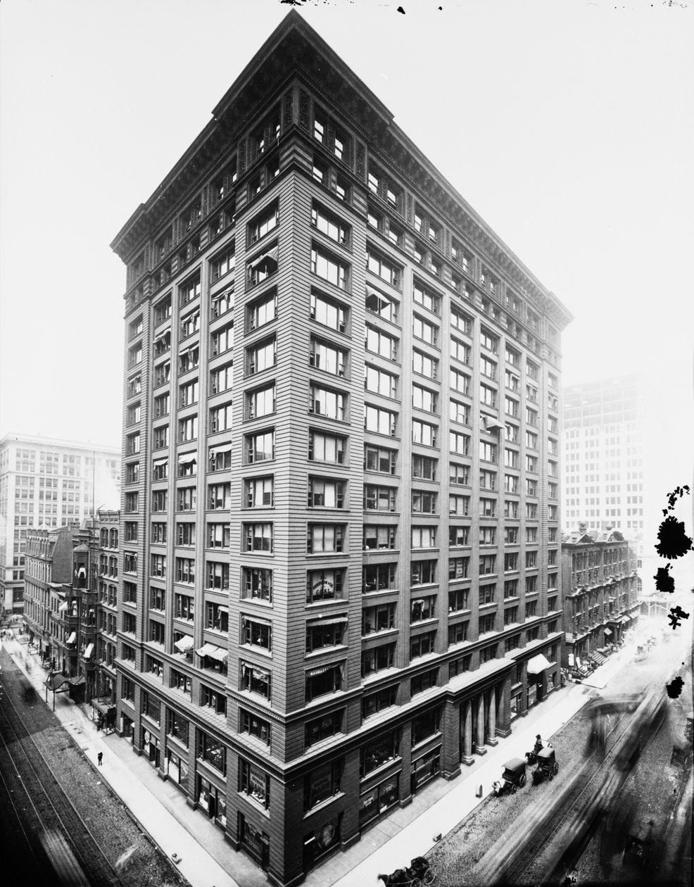 Marquette Building, Chicago, Illinois, USA, ok. 1900 (zdjęcie czarno-białe) autorstwa Barnes and Crosby