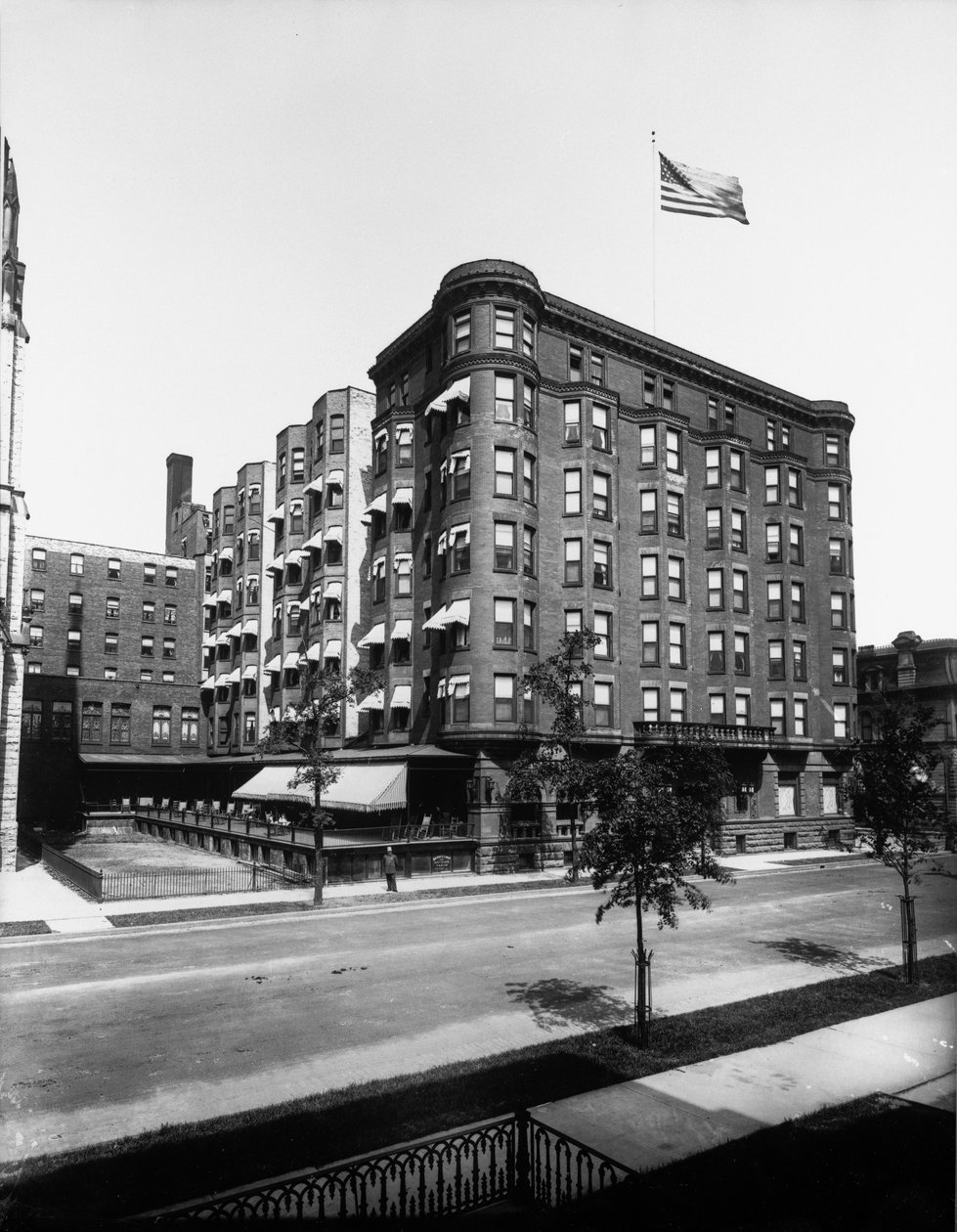 Hotel Metropole (późniejszy Hotel Lexington), Chicago, Illinois, USA, ok. 1900 (zdjęcie czarno-białe) autorstwa Barnes and Crosby