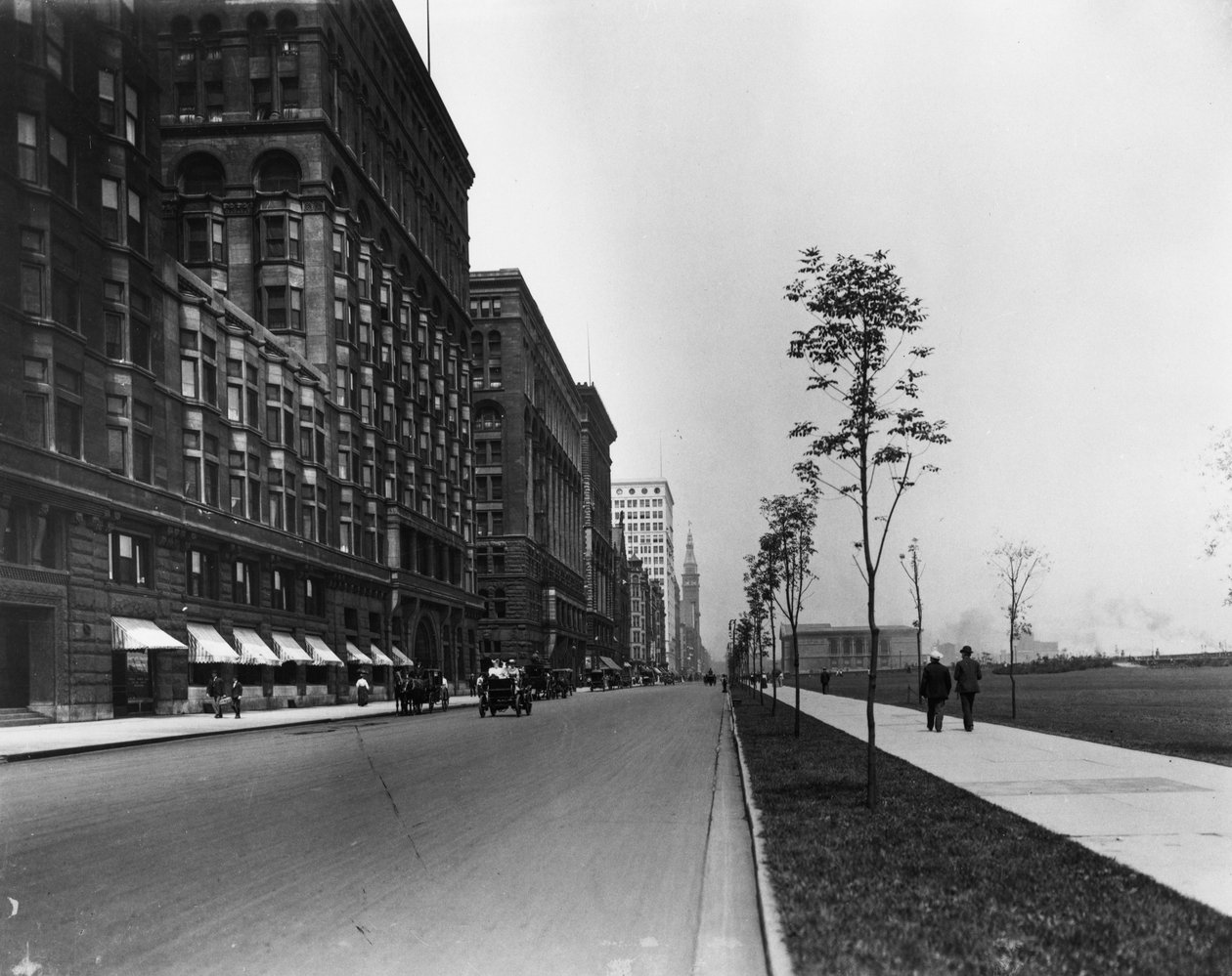 Michigan Avenue, Chicago, Illinois, USA, ok. 1905 (zdjęcie czarno-białe) autorstwa Barnes and Crosby