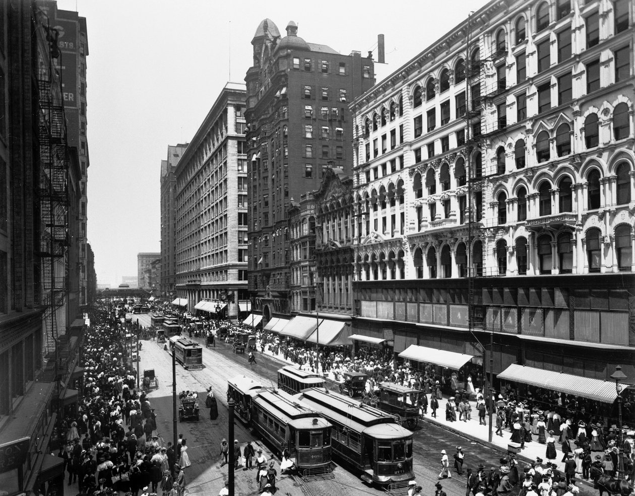 State Street, Chicago, Illinois, USA, ok. 1907 (zdjęcie czarno-białe) autorstwa Barnes and Crosby