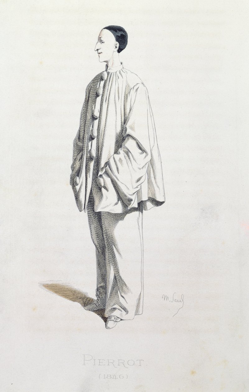 Pierrot, z „Masques et Bouffons” artysty, sztych. A. Manceau, 1860 autorstwa Maurice Sand