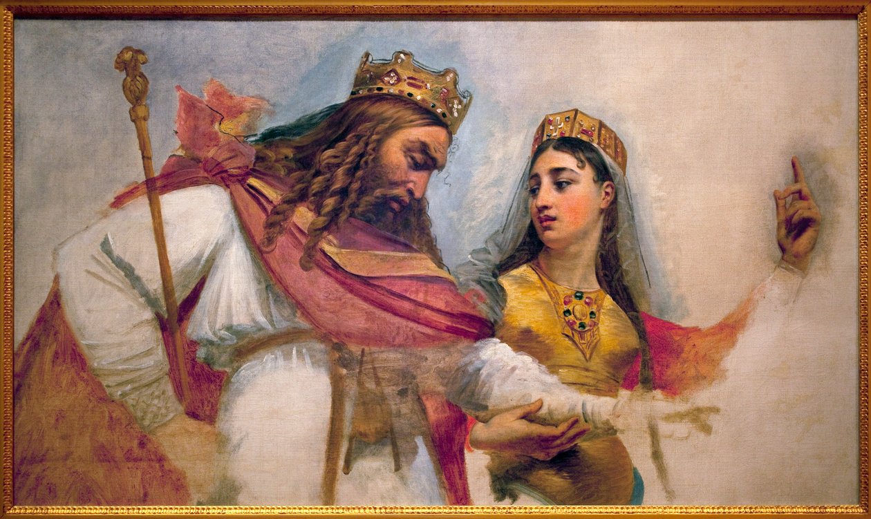 Clovis i Clotilde; Chlodwig I, król Franków (466-511) i jego żona Klotylda (św. Klotylda) (475-545), którzy nawrócili go na wiarę katolicką. autorstwa Baron Antoine Jean Gros
