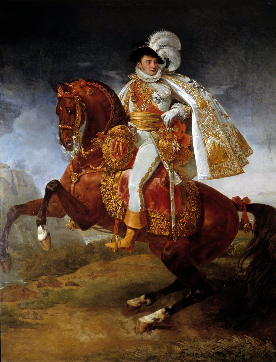 Portret jeździecki Jerome Bonaparte (1784-1860) Król Westfalii Obraz Antoine Jean Gros (1771-1835) 1808 Nd. 3,21x2,65 m - Portret konny Hieronima Bonaparte (1784-1860), króla Westfalii. Obraz Antoine Jean Gros (1771-1835), cal autorstwa Baron Antoine Jean Gros