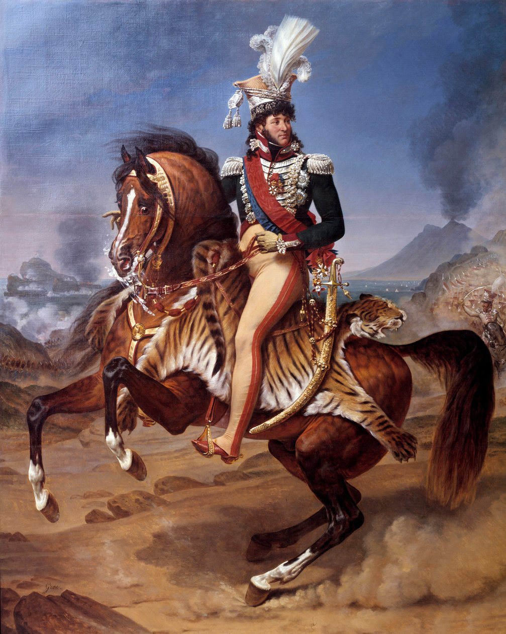 Portret jeździecki Joachima Murata (1767-1815) Króla Neapolu do Neapolu z widokiem na Wezuwiusz (Vesuvio) Obraz Antoine Jean Gros (1771-1835) XIX w. Ndz. 3,43x2,8 m - Portret konny Joachima Murata (1767-1815), króla Neapolu w Neapolu autorstwa Baron Antoine Jean Gros