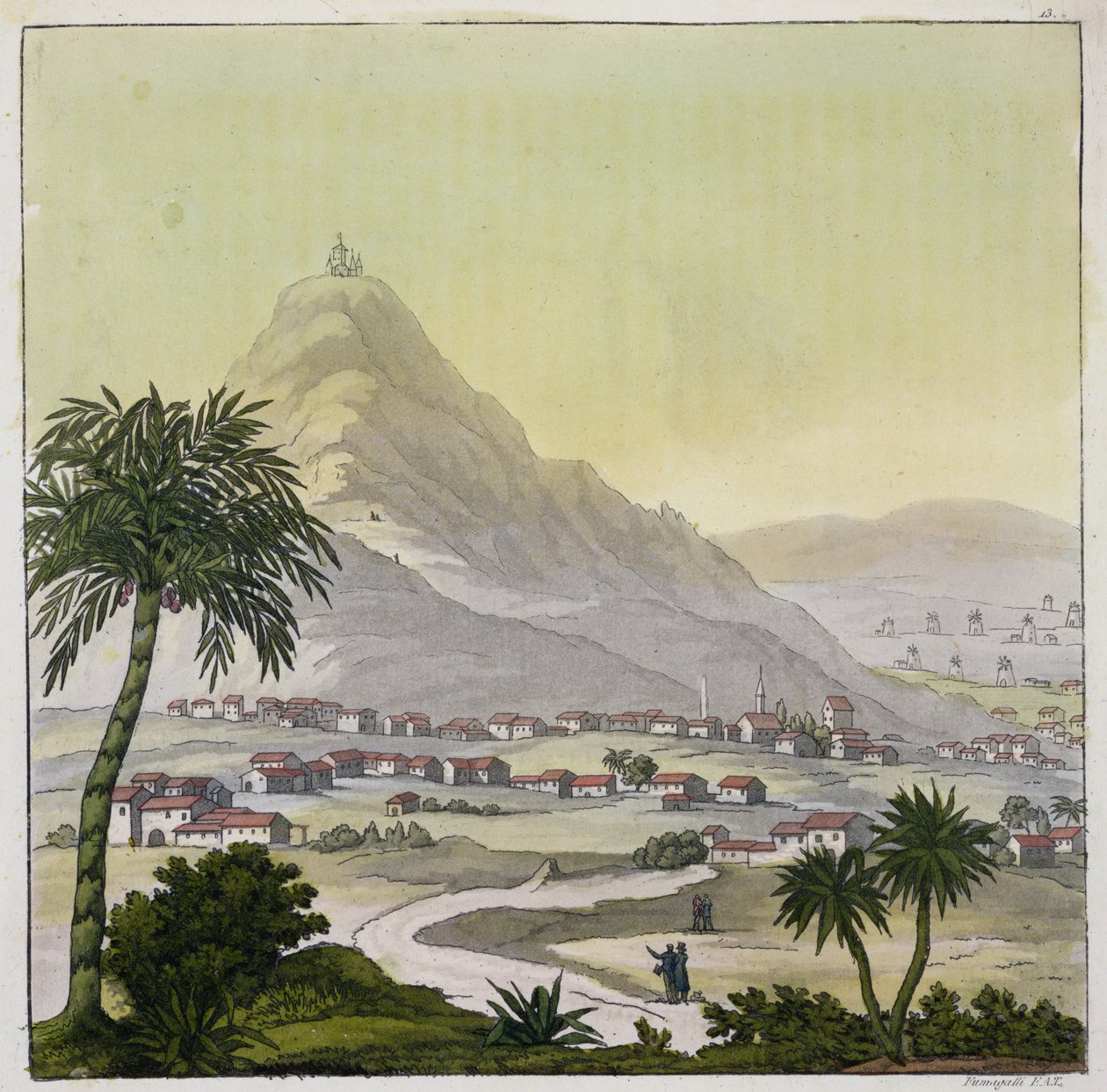 Widok miasta Lima, Peru, z "Le Costume Ancien et Moderne", tom II, tablica 13, autorstwa Jules Ferrario, rytowane przez Paolo Fumagalli, opublikowane ok. 1820s-30s autorstwa Baron Friedrich Alexander von Humboldt