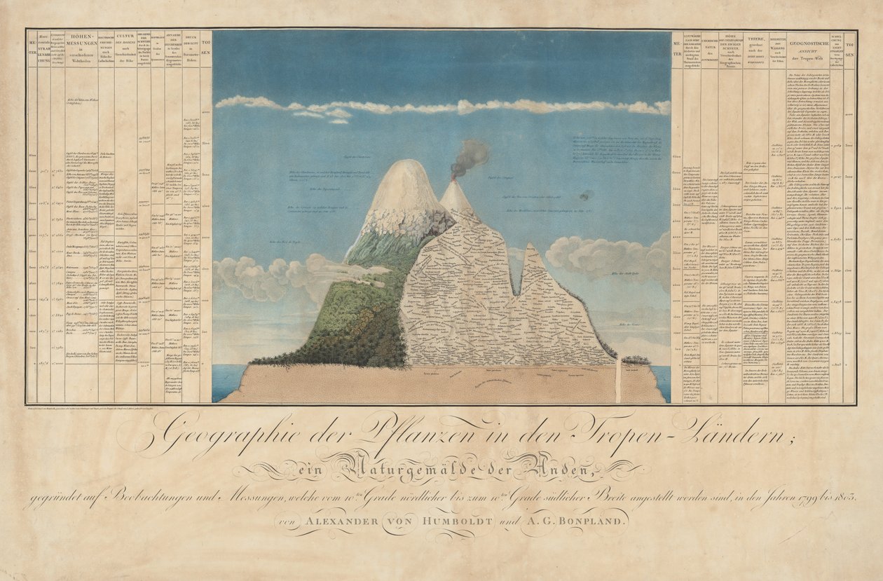 Pomysły na geografię roślin wraz z malowaniem przyrody krajów tropikalnych autorstwa Baron Friedrich Alexander von Humboldt