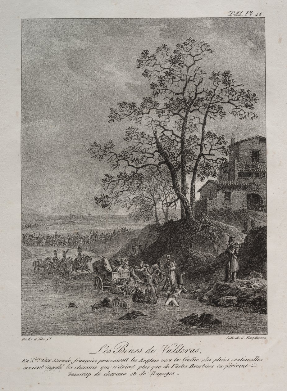 Kampania hiszpańska: Bagna Valderas, prowincja Leon autorstwa Baron Louis Albert Guillain Bacler d