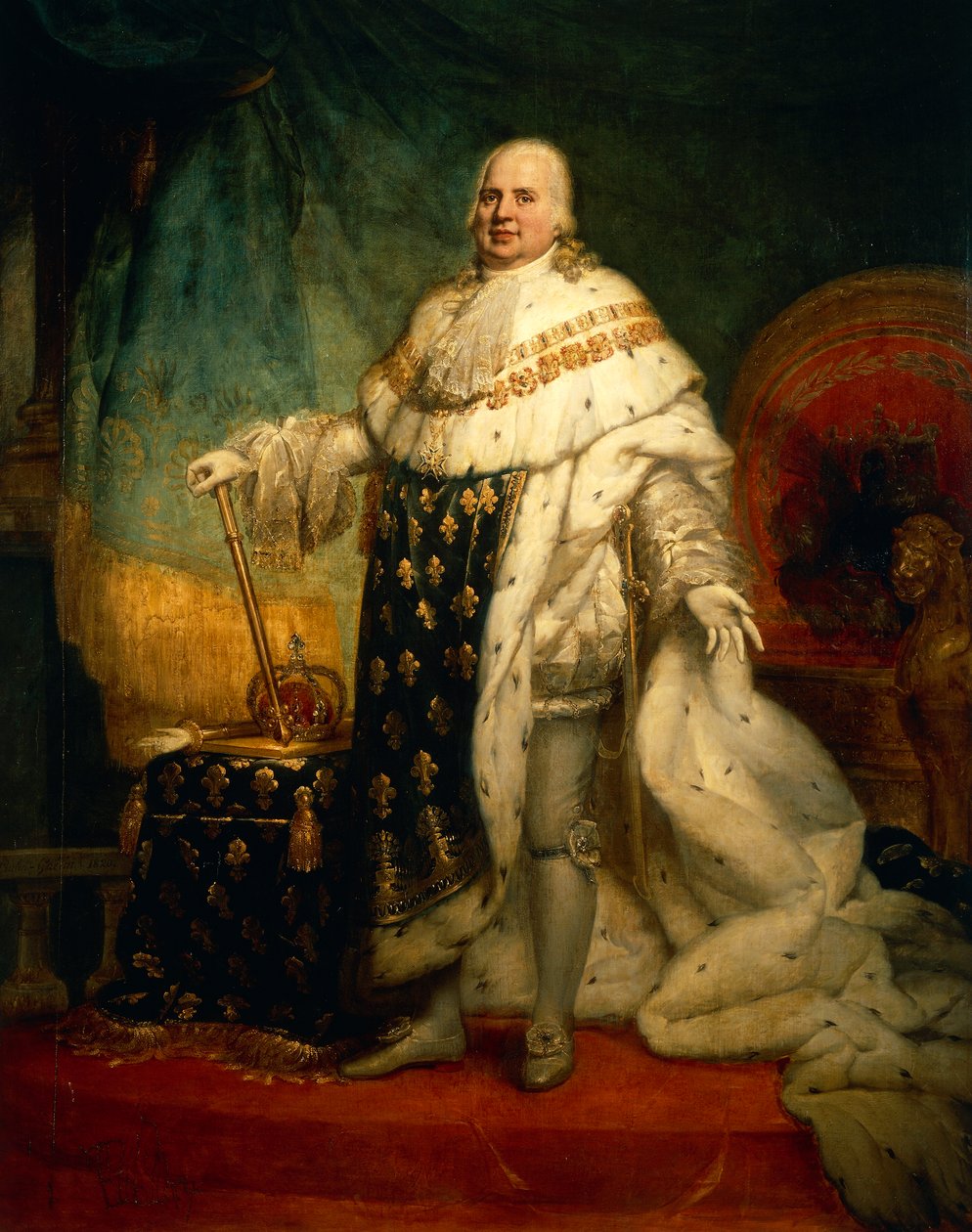 Portret Ludwika XVIII Francji w szacie koronacyjnej (Wersal autorstwa Baron Pierre Narcisse Guerin