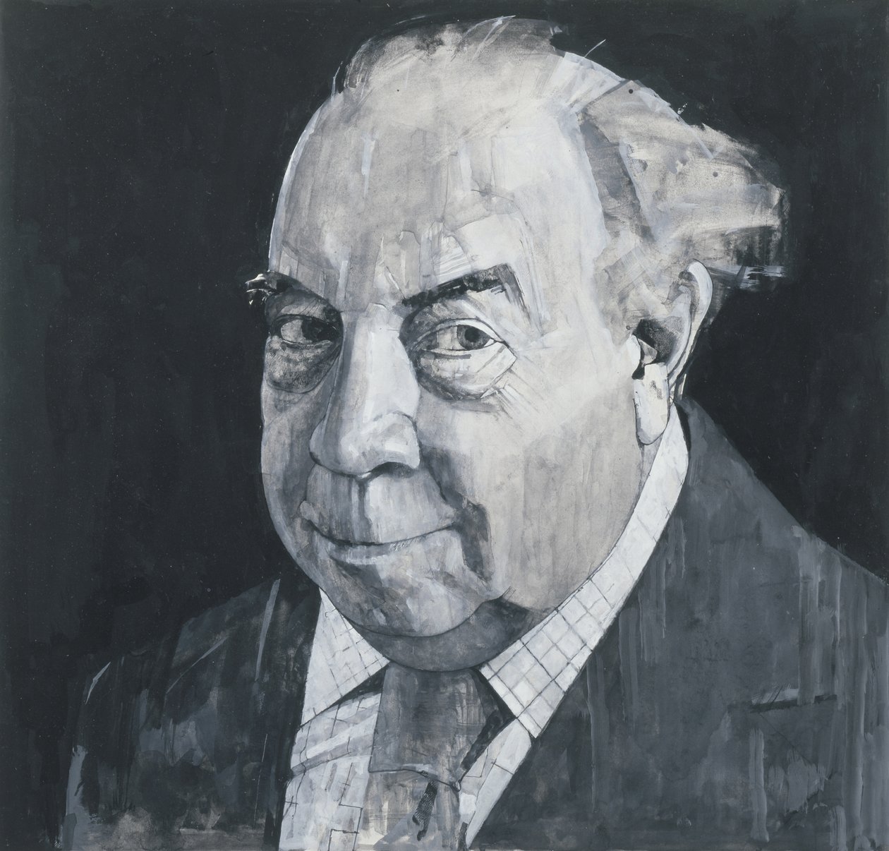 Portret J.B. Priestleya, ilustracja do The Listener, lata 70. (na płycie gwasz i ołówek) autorstwa Barry Fantoni