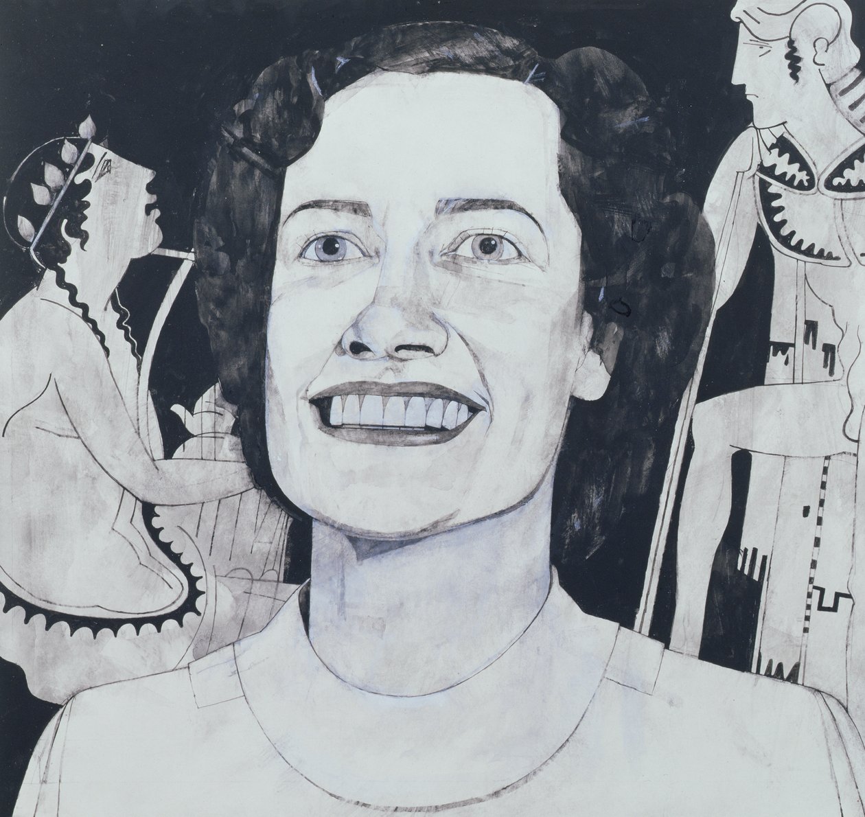 Portret Joan Sutherland, ilustracja do The Sunday Times, lata 70. (na pokładzie gwasz) autorstwa Barry Fantoni