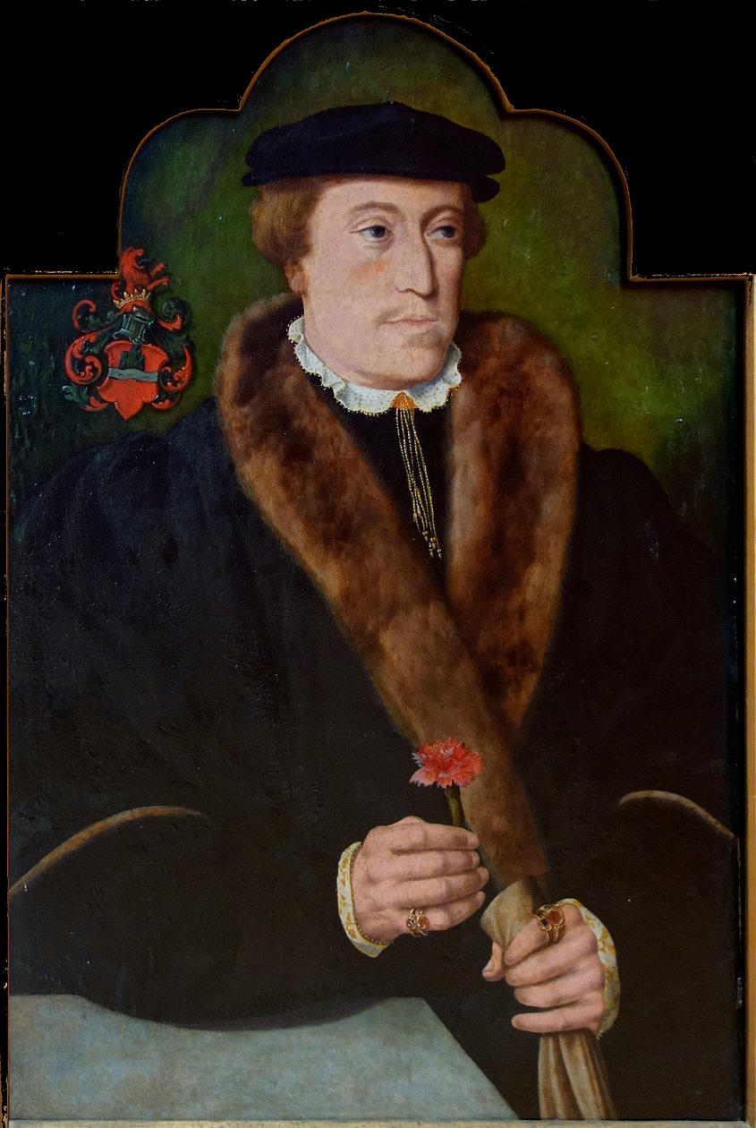 Portret mężczyzny trzymającego bilet i rękawiczkę autorstwa Barthel Bruyn the Elder