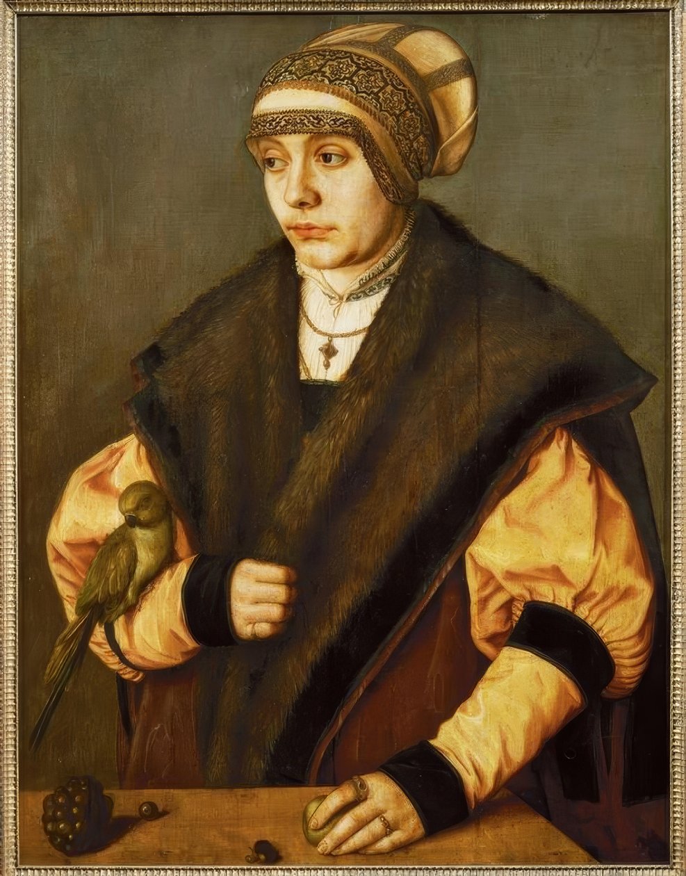 B. Beham, kobieta z papugą autorstwa Barthel Beham
