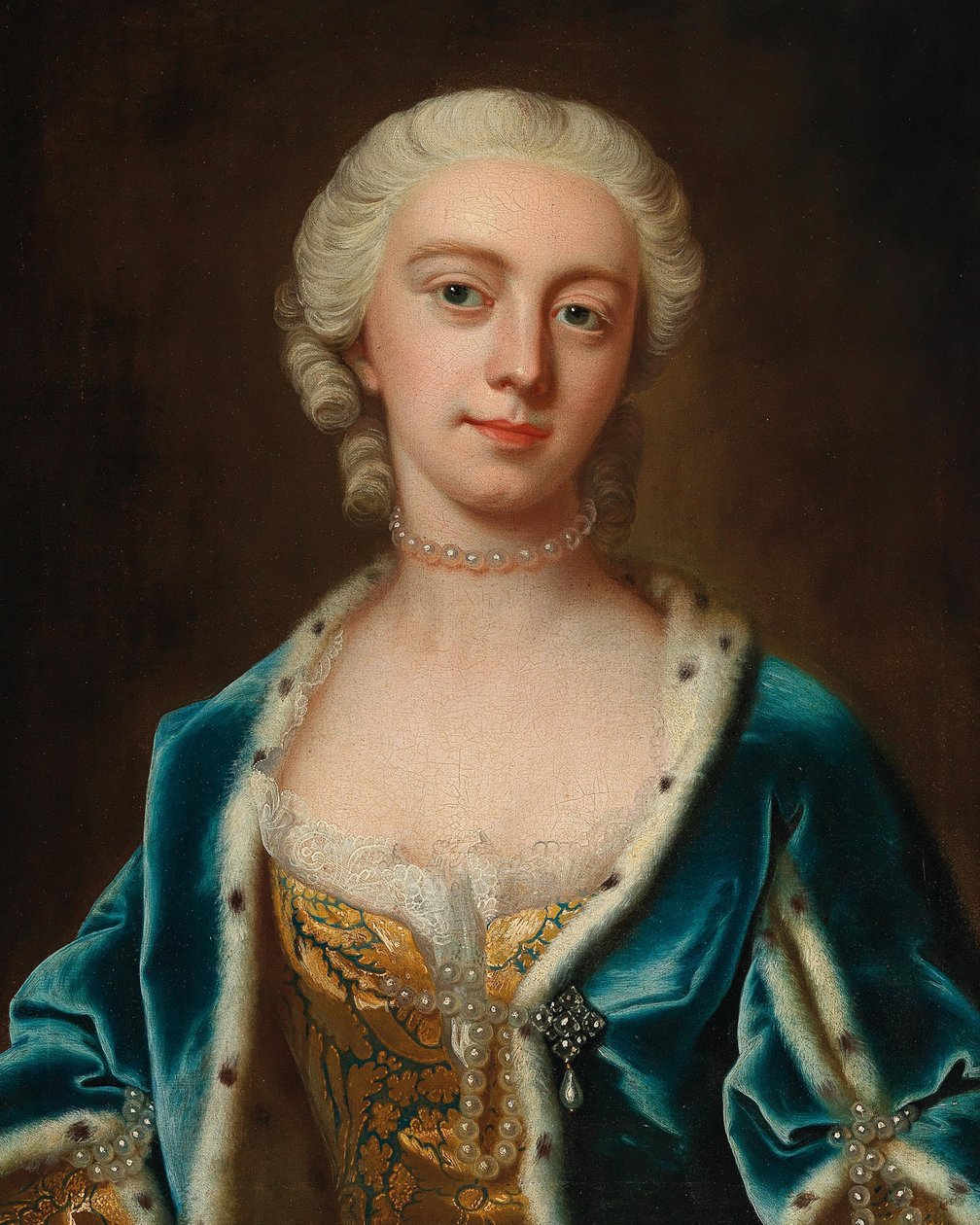 Portret Augusty Saxe-Gotha 1719-1772, księżnej Walii, połowa XVIII w. autorstwa Barthelemy Du Pan