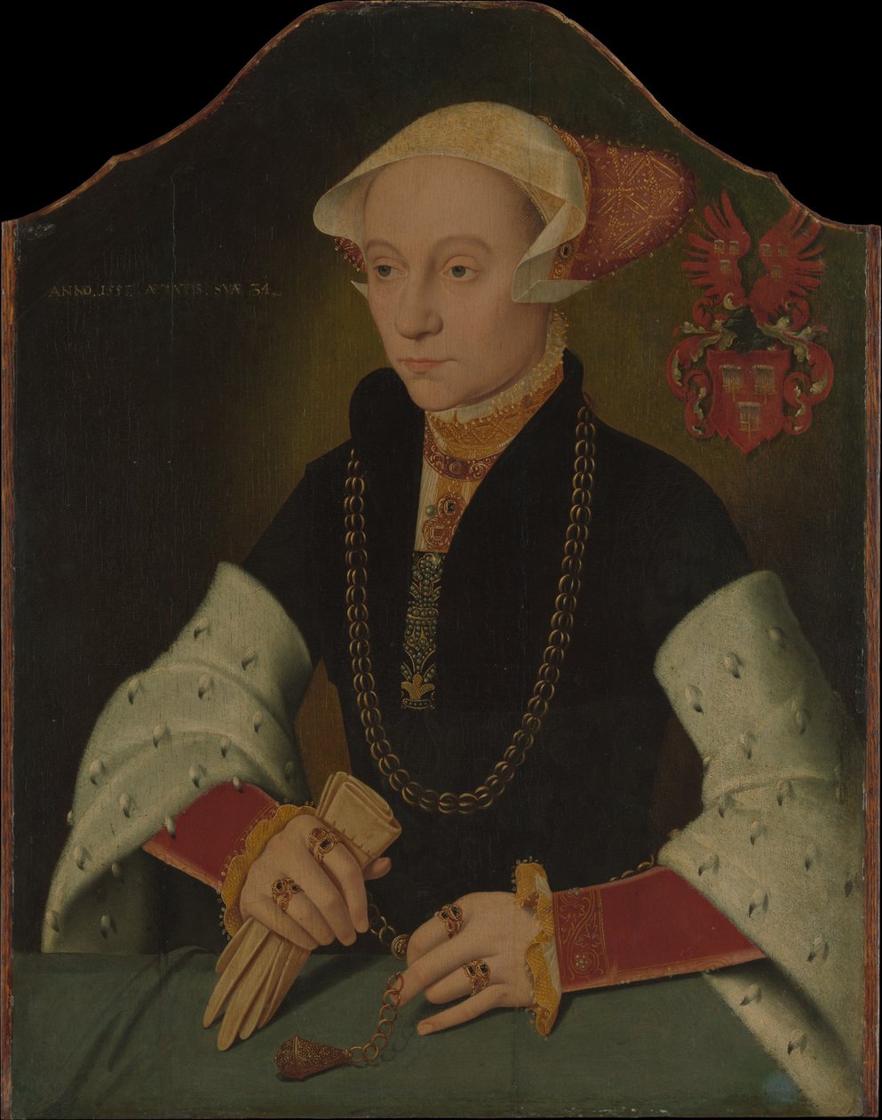 Portret kobiety z rodziny Slosgin z Kolonii, 1557. autorstwa Bartholomaeus Bruyn the Younger