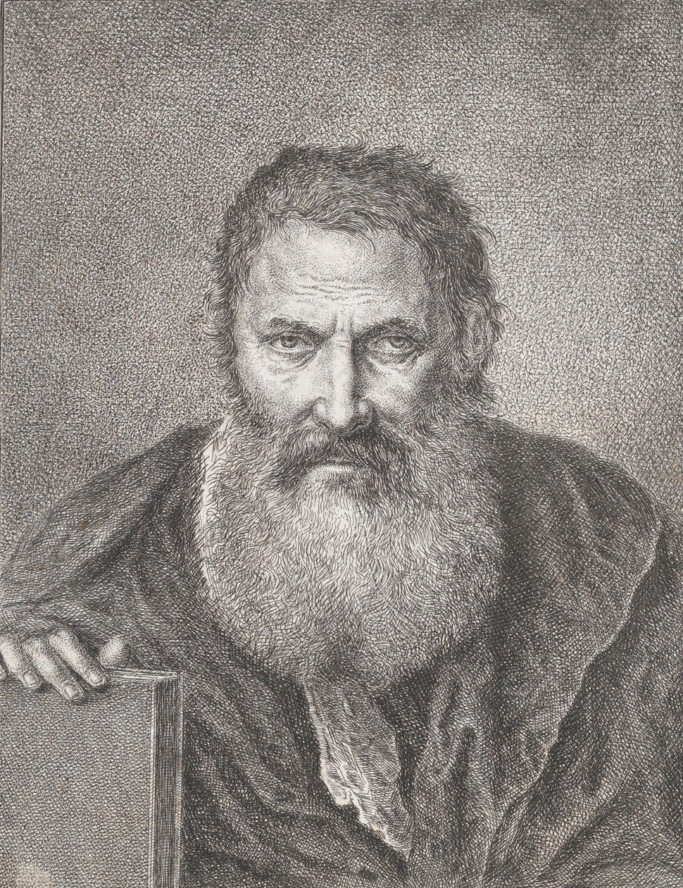 Portret brodatego mężczyzny trzymającego książkę, ca. 1750-1815. autorstwa Bartholomaeus Ignaz Weiss