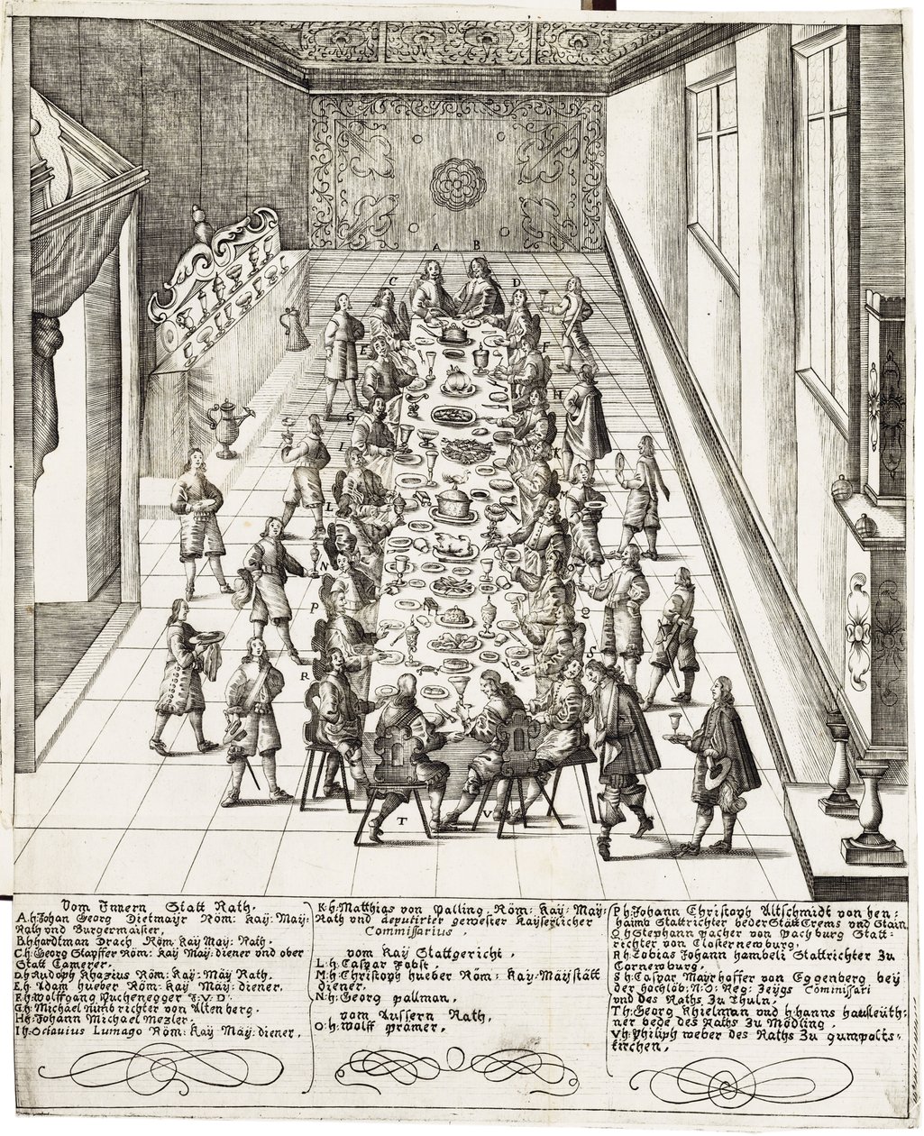 Uroczysty posiłek z okazji przysięgi wierności otrzymanej przez Ferdynanda IV (1633-1654) króla Rzymian, króla Węgier i króla Czech 5 września 1651 r. w Wiedniu autorstwa Bartholomäus Kilian