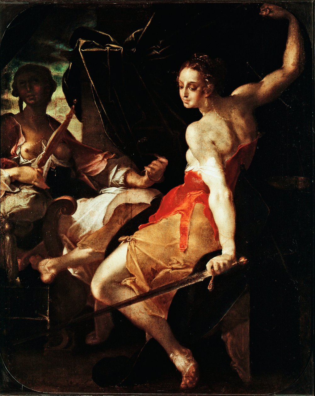 Alegoria sprawiedliwości i roztropności Obraz Bartholomeusa Sprangera (1546-1611), ok. 1599-1600 nd. 131x106 cm Paryż, Muzeum Luwru autorstwa Bartholomaeus Spranger
