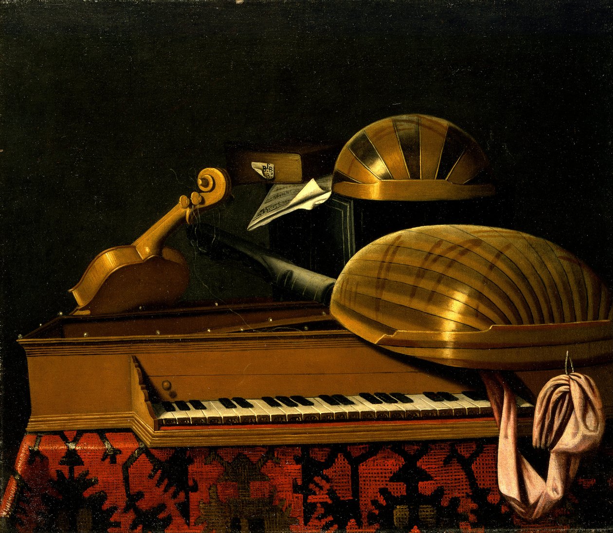 Martwa natura z instrumentami muzycznymi i książkami autorstwa Bartholomeo Bettera