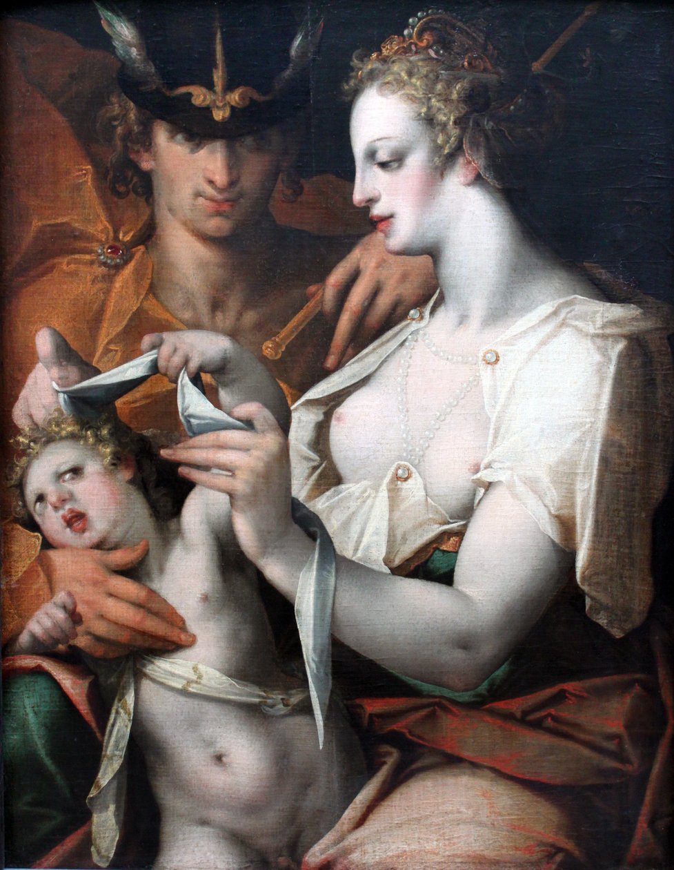 Kupidyn z zawiązanymi oczami Wenus i Merkurego autorstwa Bartholomaeus Spranger