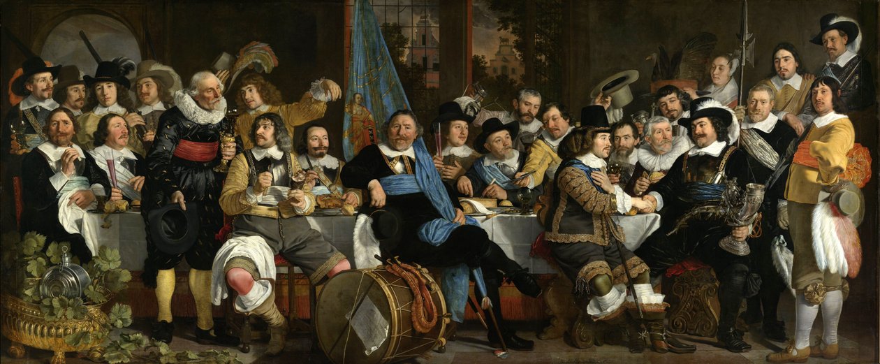Obchody pokoju w Münster, 18 czerwca 1648, w siedzibie straży obywatelskiej kuszników (st. Jerzego), Amsterdam autorstwa Bartholomeus van der Helst