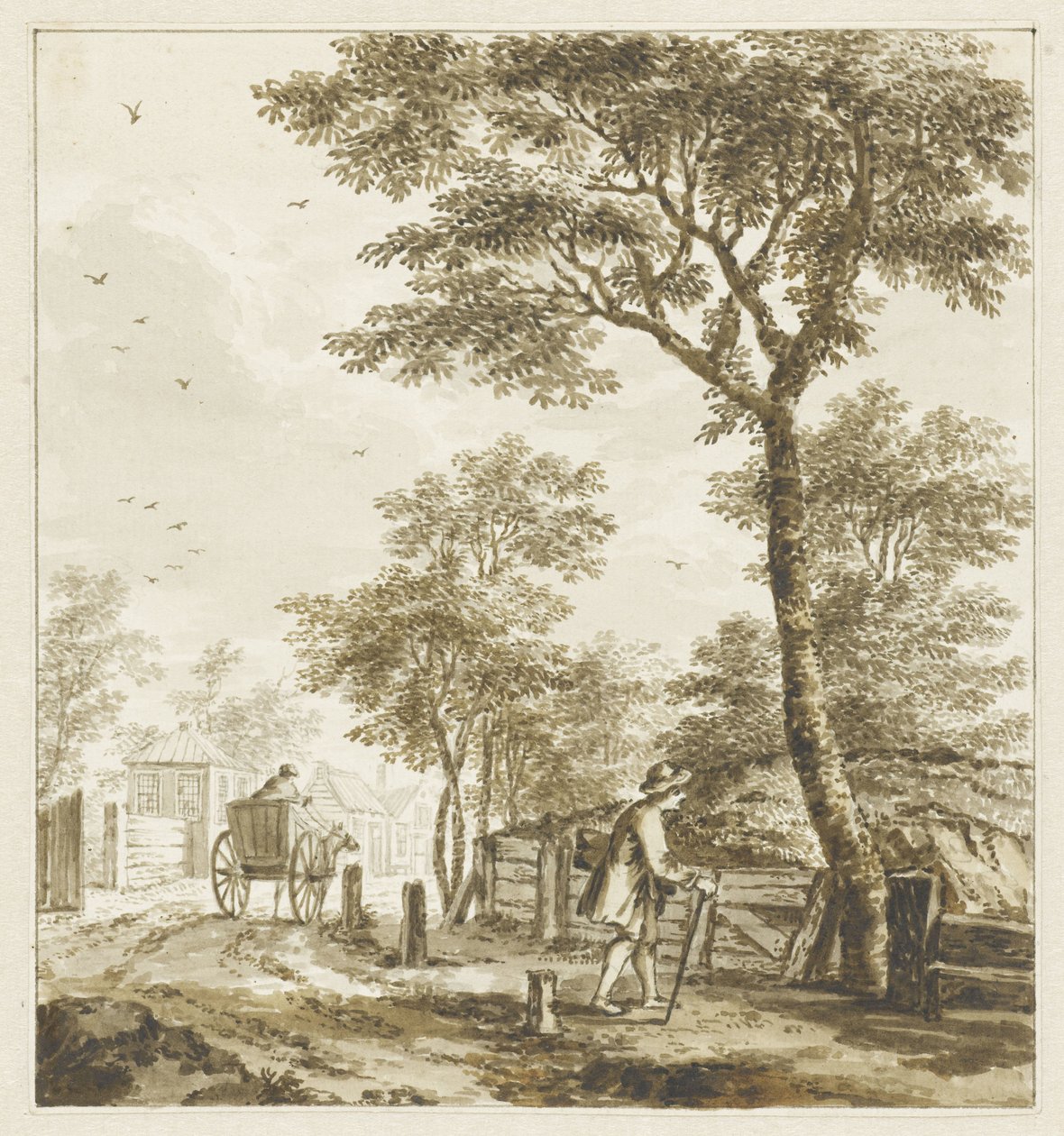 Krajobraz z postaciami oraz koniem i powozem autorstwa Bartholomeus Barbiers