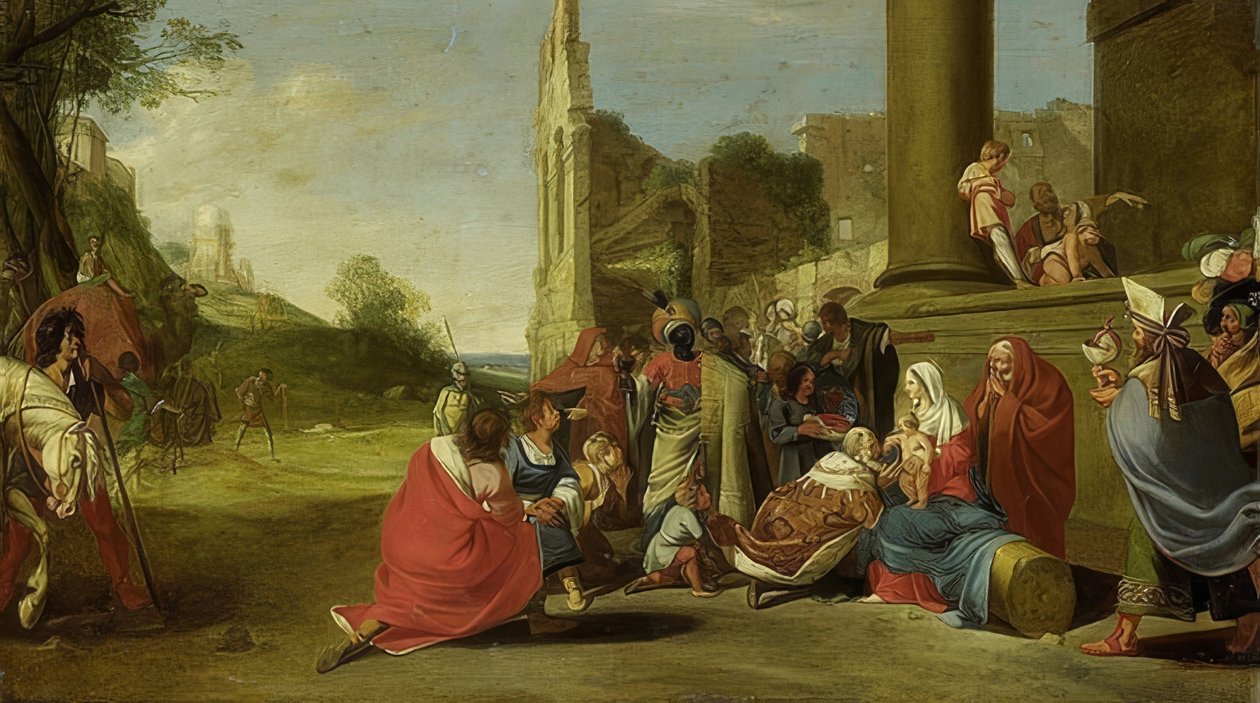 Adoracja Trzech Króli. 1640-1650 autorstwa Bartholomeus Breenbergh