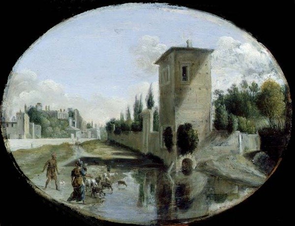 Pejzaż włoski (olej na miedzi) autorstwa Bartholomeus Breenbergh