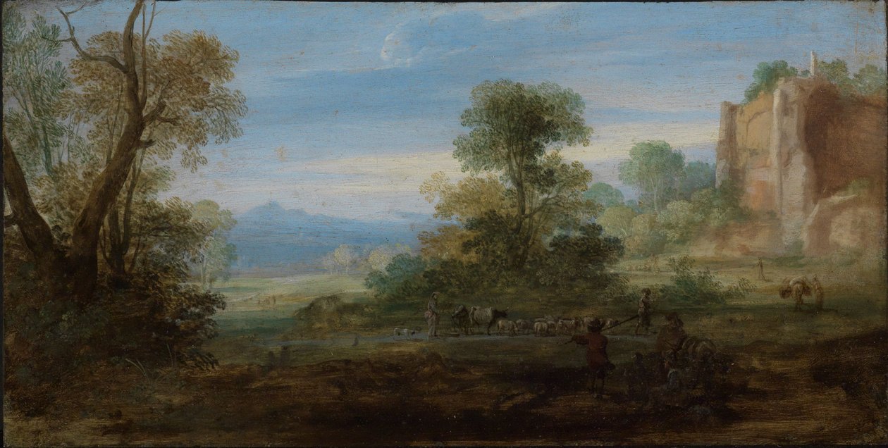 Włoski krajobraz z antycznymi ruinami autorstwa Bartholomeus Breenbergh