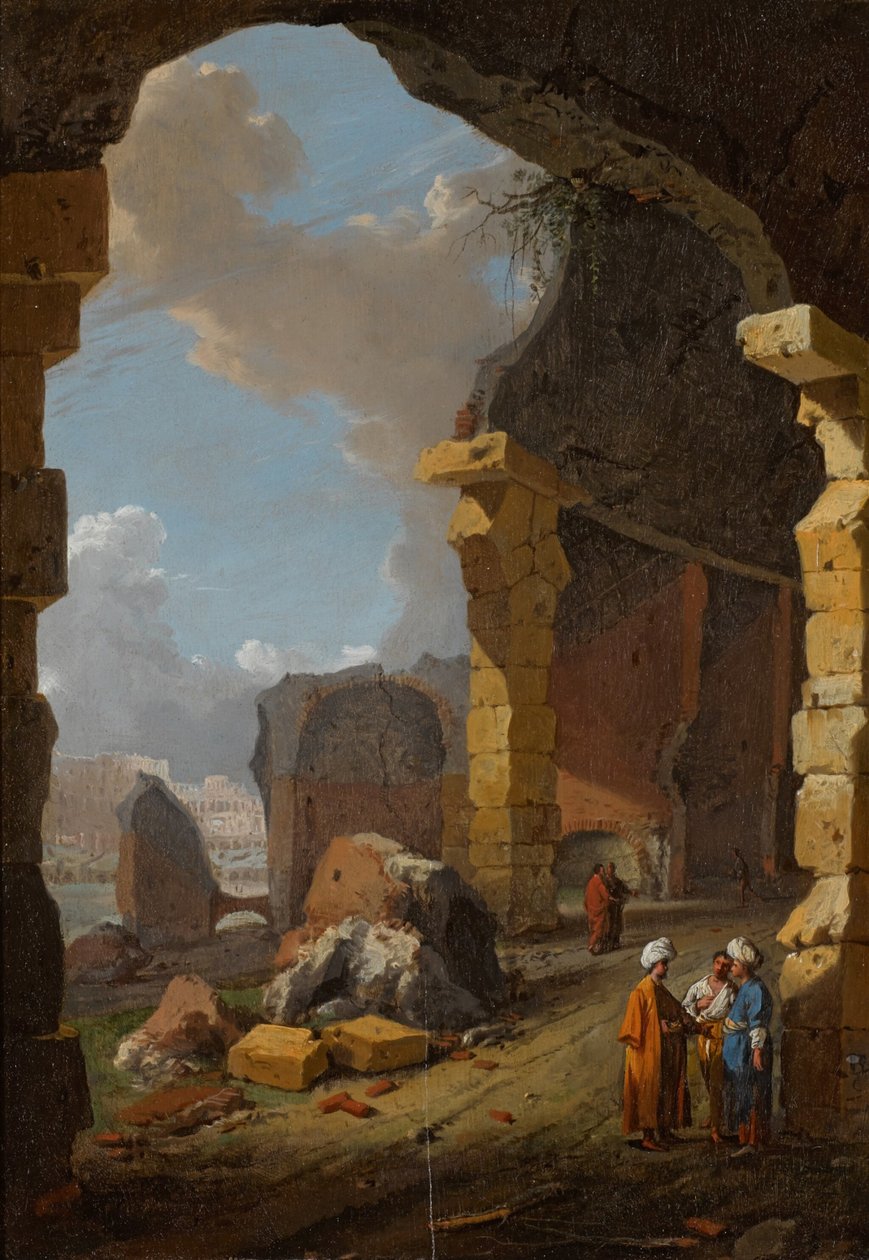 Rzymskie ruiny z postaciami w turbanach autorstwa Bartholomeus Breenbergh