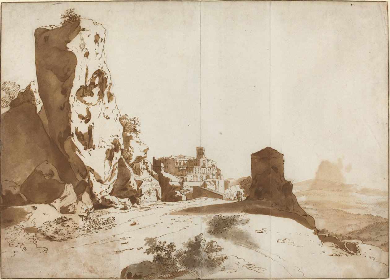 Fantastyczne Skały i Zamek w Bomarzo [recto] autorstwa Bartholomeus Breenbergh