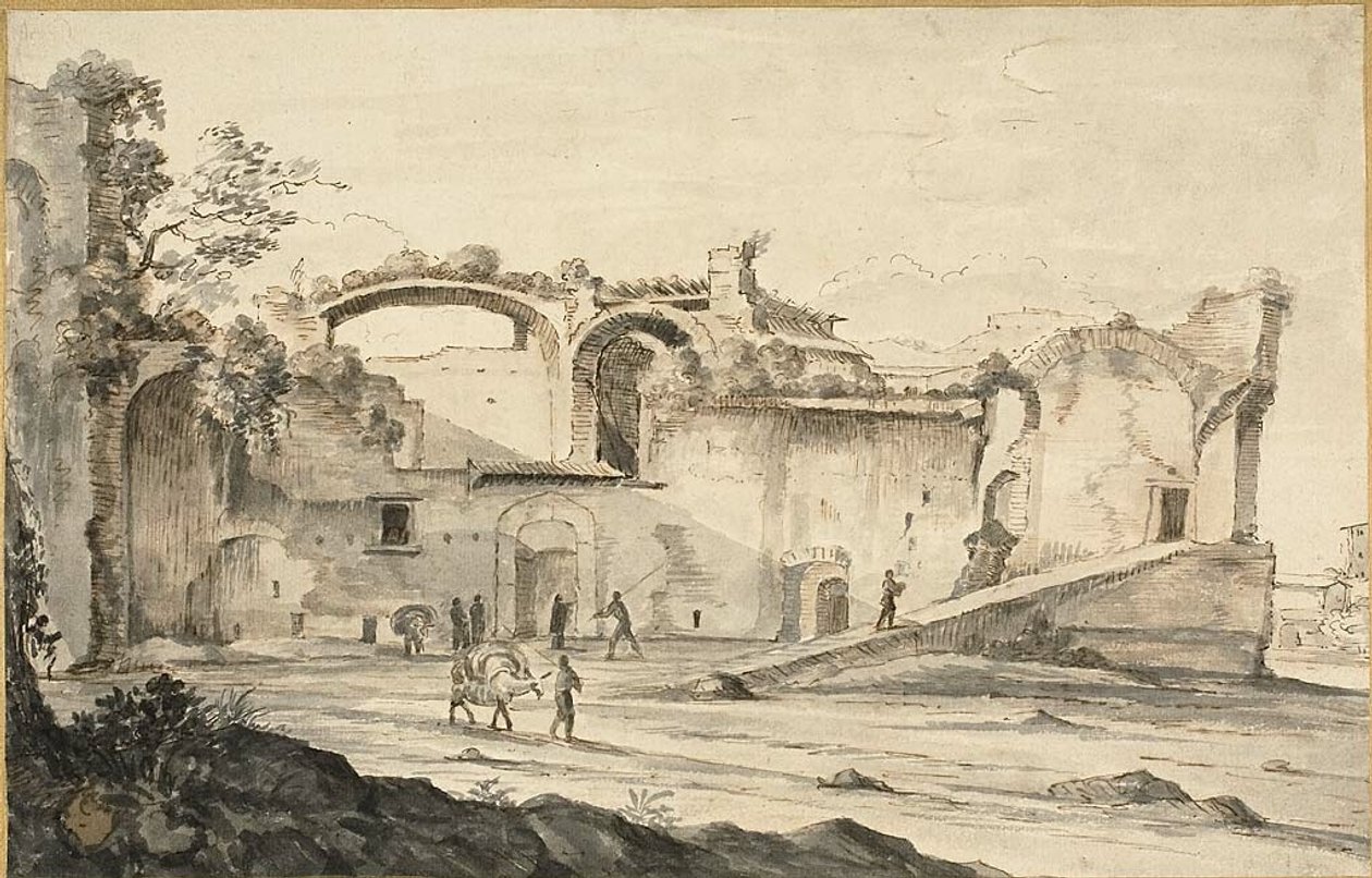Podróżnicy przed ruinami autorstwa Bartholomeus Breenbergh