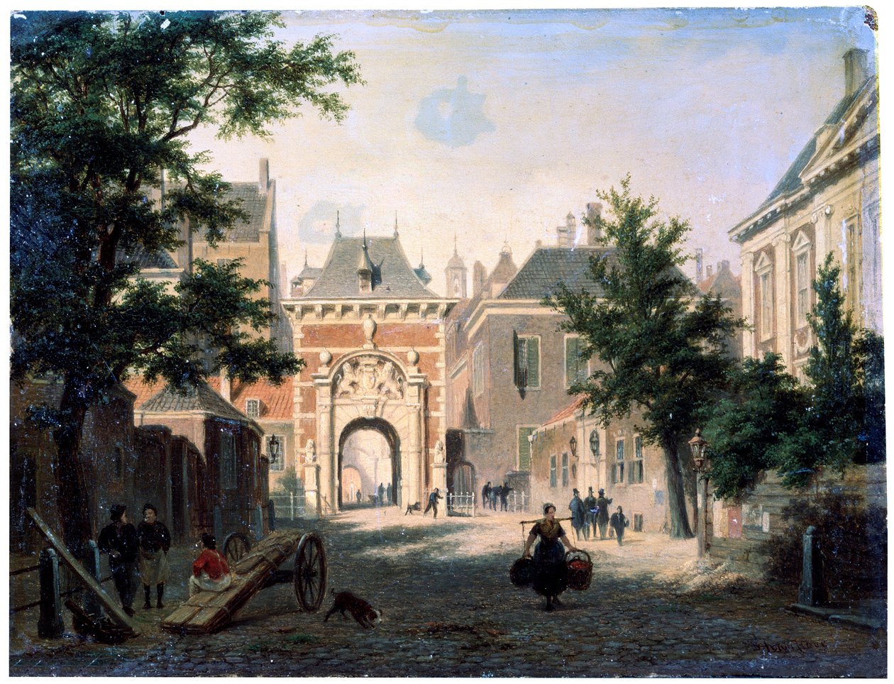 Miasto w Holandii, XIX wiek. autorstwa Bartholomeus Johannes van Hove