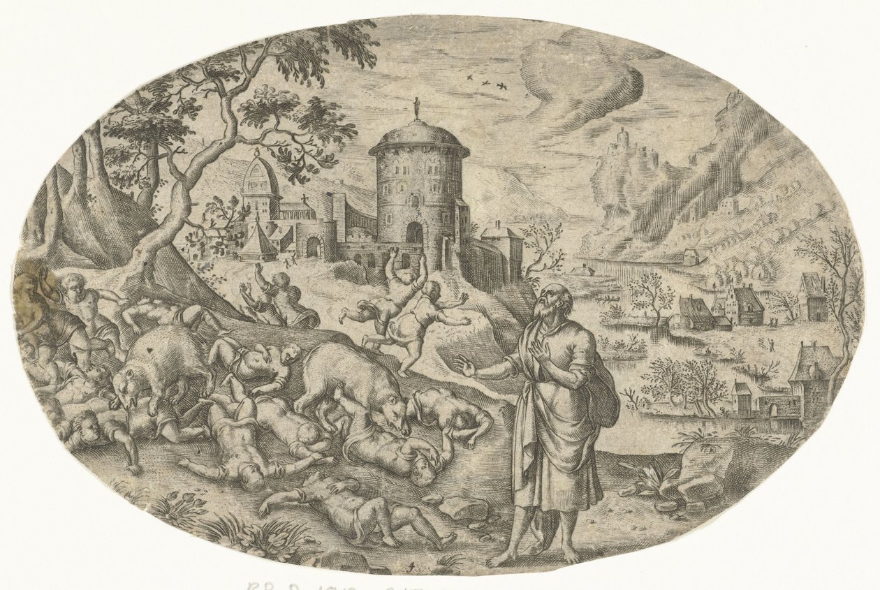 Elizeusz przeklina dzieci autorstwa Bartholomeus Willemsz. Dolendo