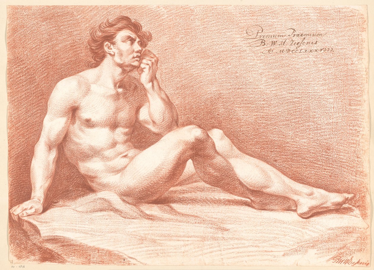 Siedzący mężczyzna nago, widok z boku (1 nagroda 1788) autorstwa Bartholomeus Ziesenis