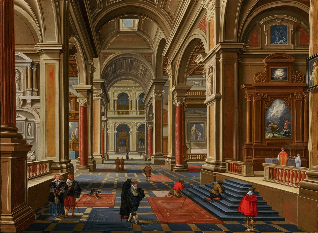 Wnętrze kościoła katolickiego autorstwa Bartholomeus van Bassen