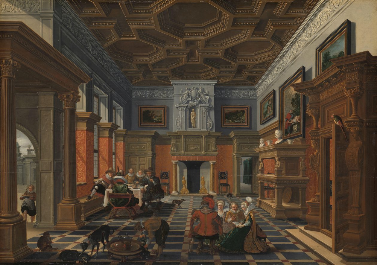 Wnętrze z firmą Firma we wnętrzu autorstwa Bartholomeus van Bassen