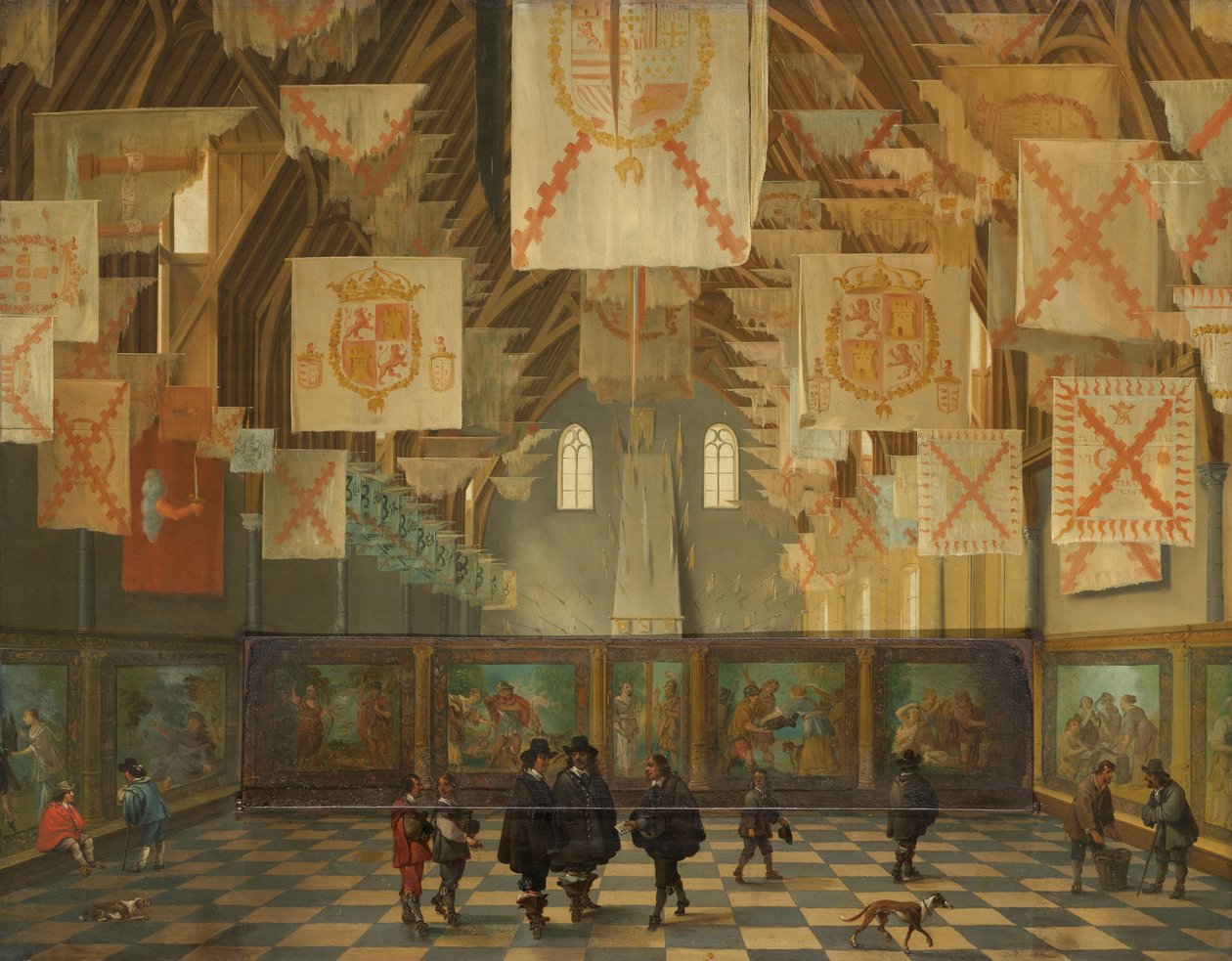 Wielkie Zgromadzenie 1651 Wielka Sala Binnenhof w Hadze podczas Wielkiego Zgromadzenia Stanów Generalnych w 1651 r autorstwa Bartholomeus van Bassen