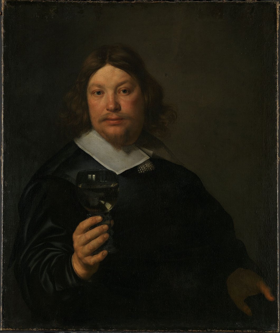 Mężczyzna trzymający kieliszek wina autorstwa Bartholomeus van der Helst