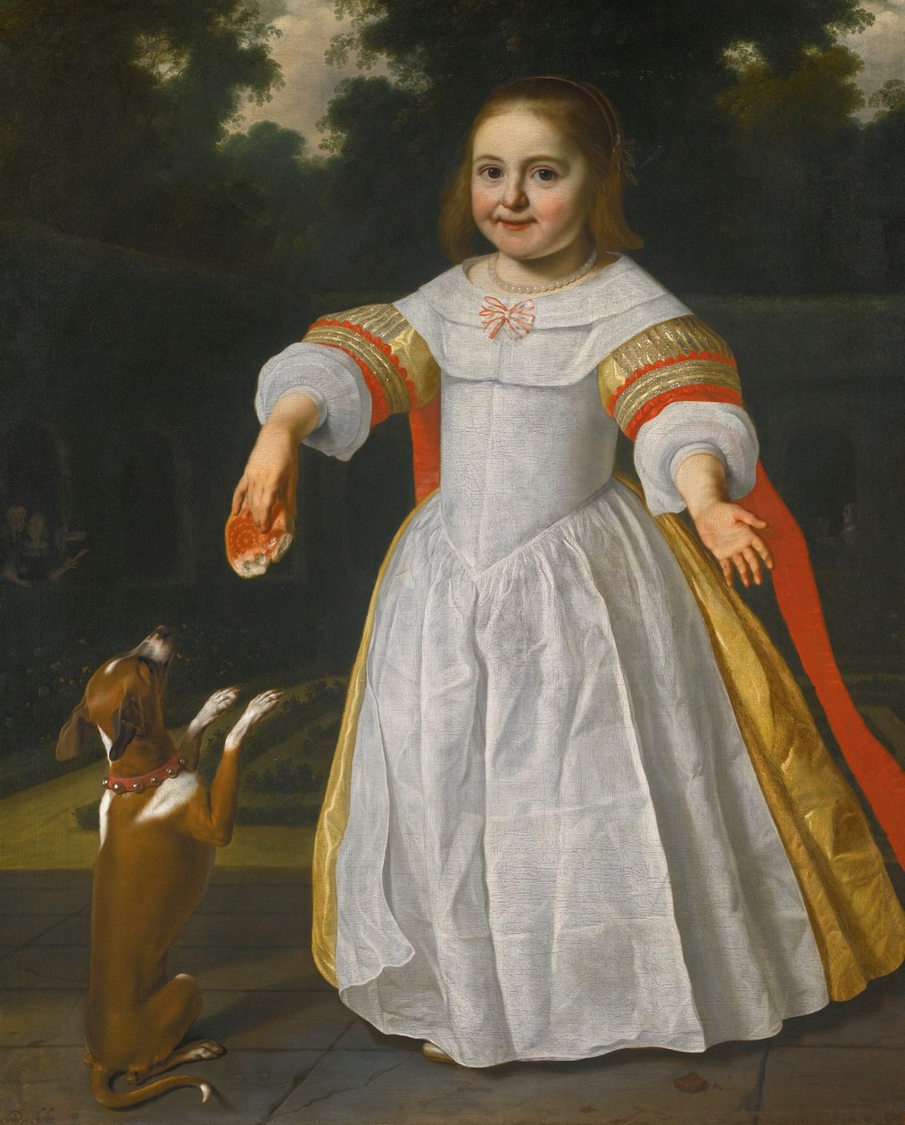 Portret dziewczynki z bułką i psem autorstwa Bartholomeus van der Helst