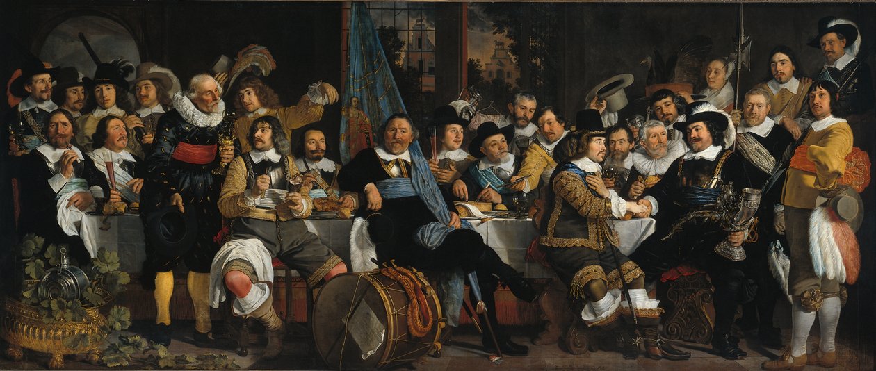 Obchody pokoju w Münster, 18 czerwca 1648, w siedzibie cywilnej kuszników autorstwa Bartholomeus van der Helst