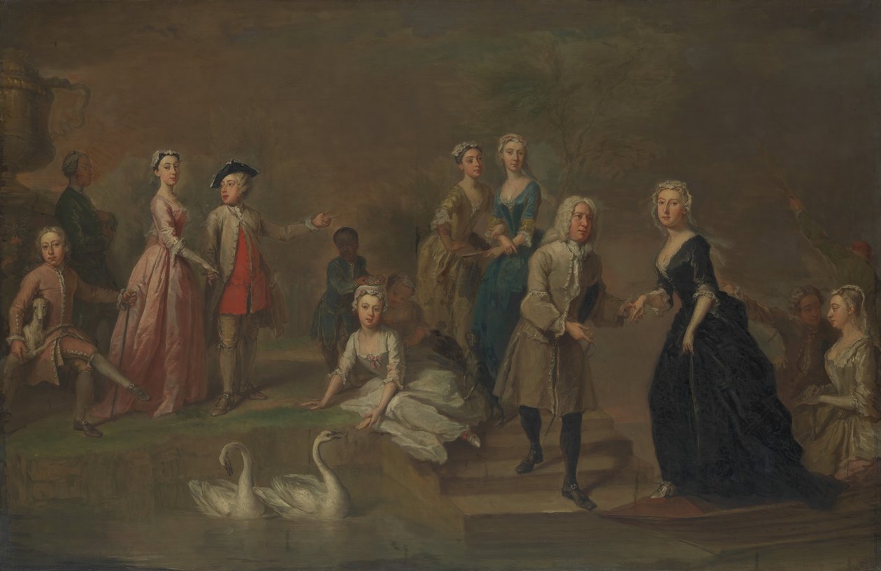 Uvedale Tomkyns Cena 1685-1764 i członkowie jego rodziny, prawdopodobnie początek lat 30. XVIII wieku. autorstwa Bartholomew Dandridge