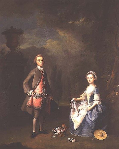 Edward Harley, 4. hrabia Oksfordu, i jego siostra Sarah, c.1737 autorstwa Bartholomew Dandrige