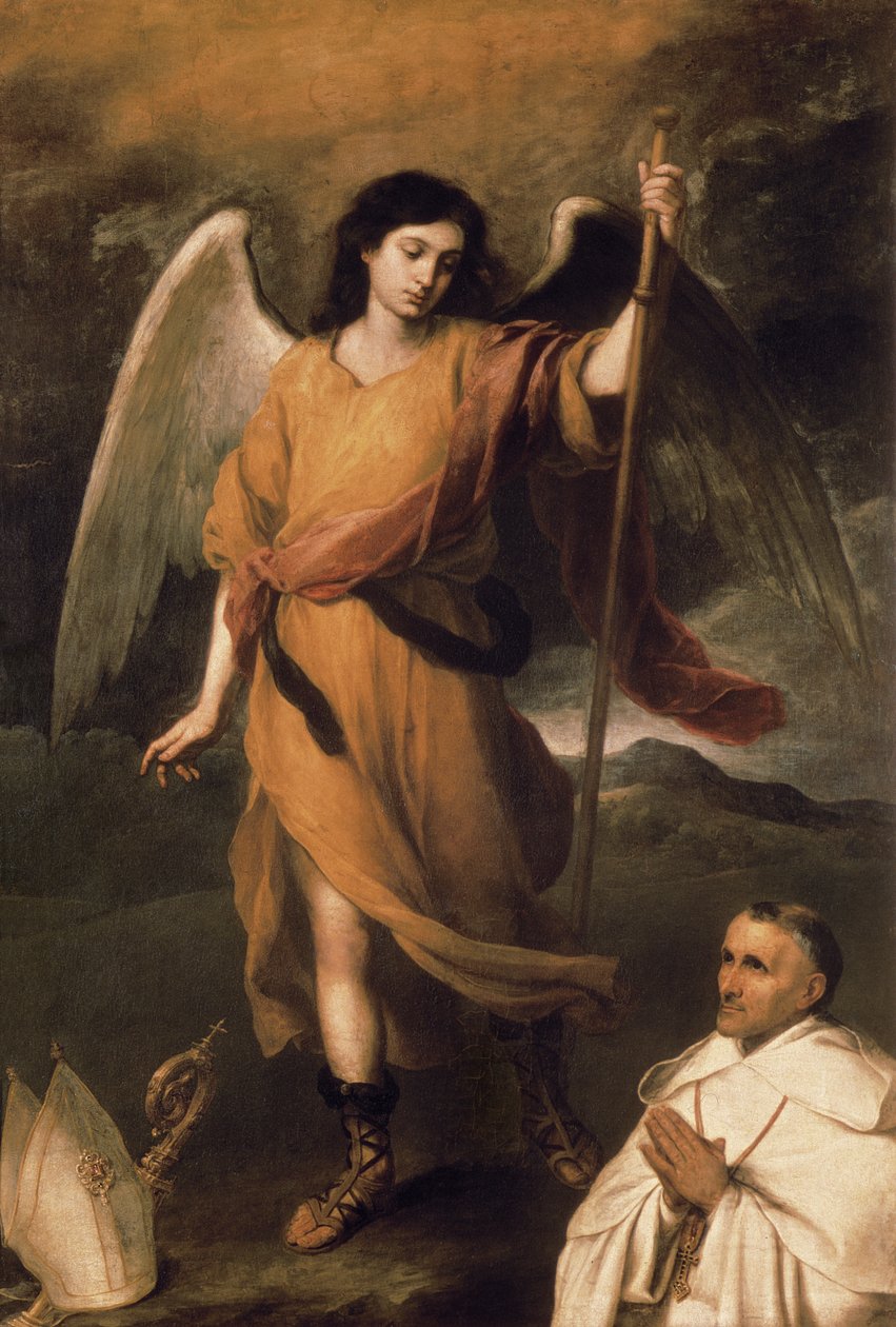 Archanioł Rafał z biskupem Domonte autorstwa Bartolomé Esteban Murillo