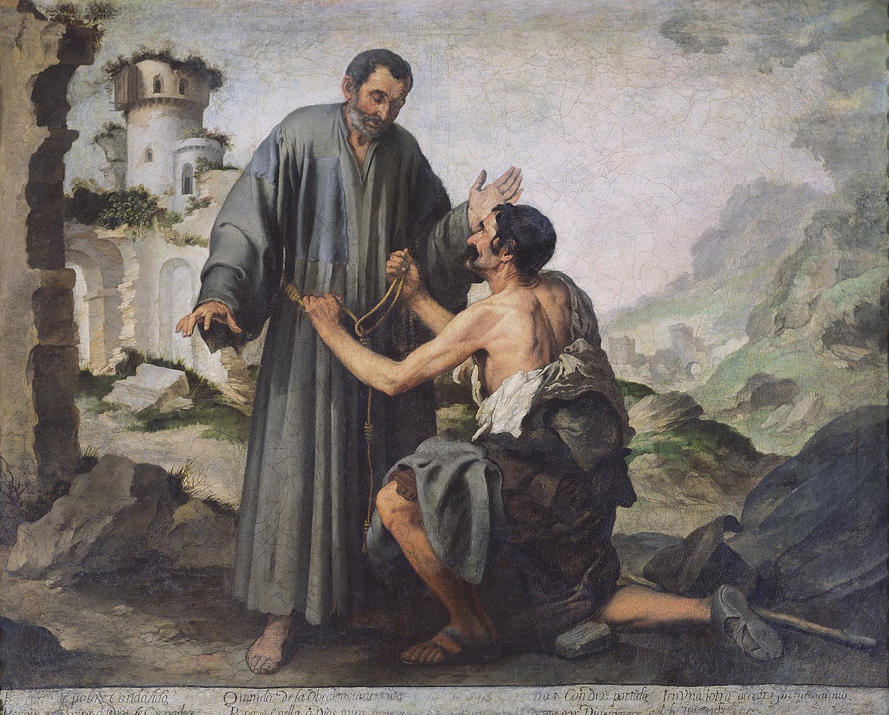 Fray Ginepero i biedny człowiek autorstwa Bartolomé Esteban Murillo