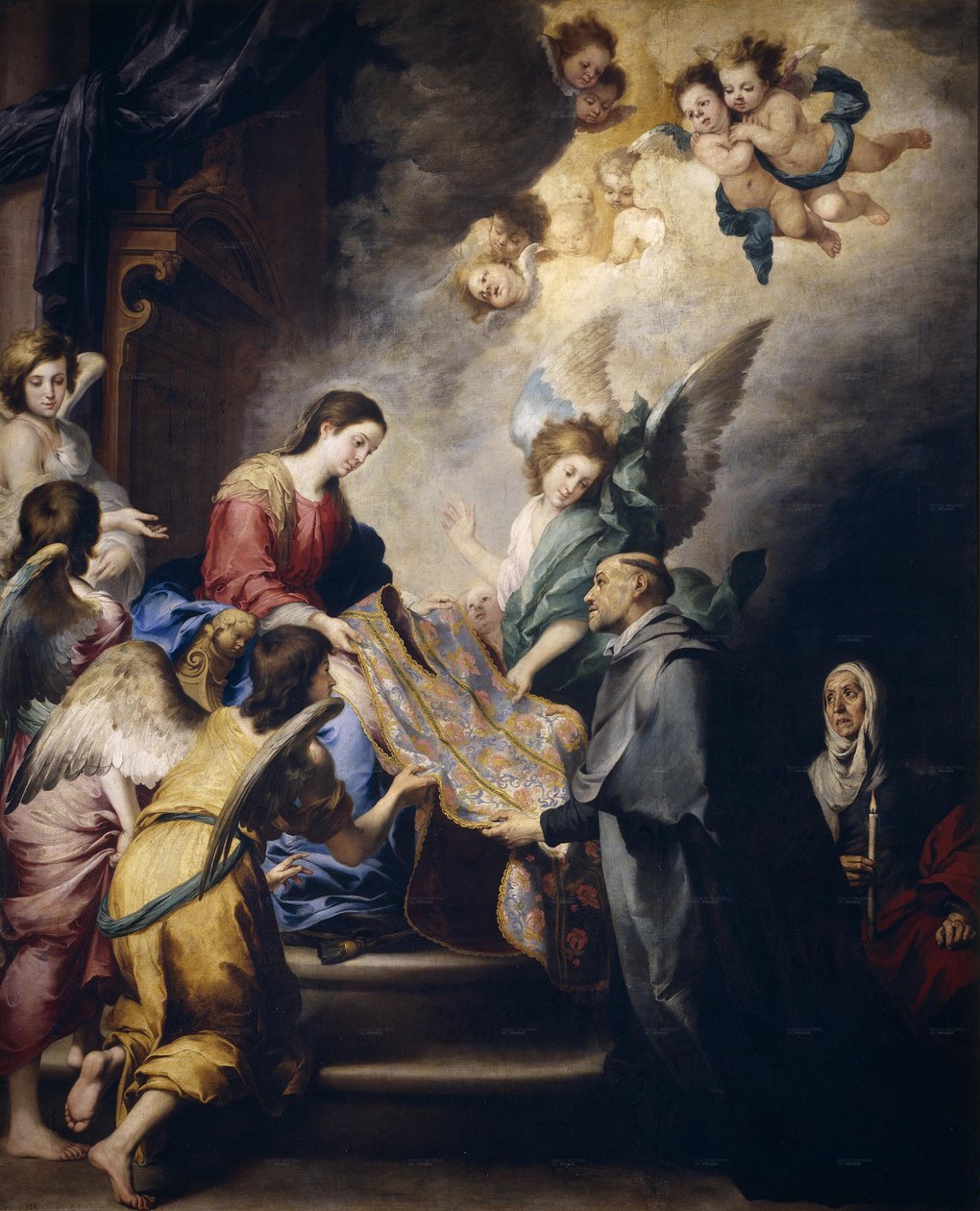 Zstąpienie Dziewicy w nagrodę za pisma św. Ildefonso autorstwa Bartolomé Esteban Murillo