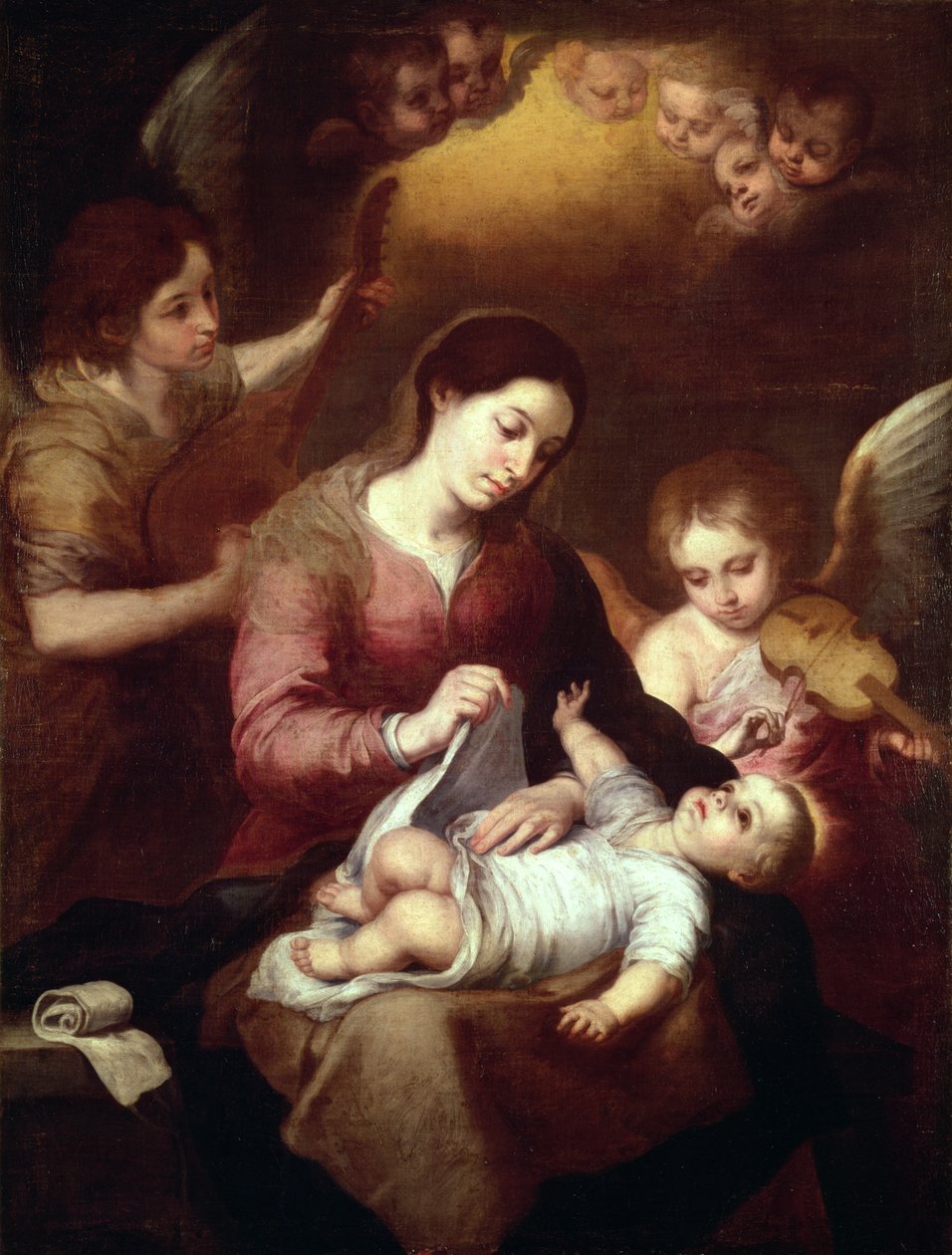 Madonna owijająca Dzieciątko Jezus w pieluszki autorstwa Bartolomé Esteban Murillo