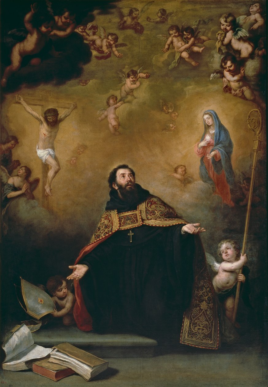 Święty Augustyn między Chrystusem a Dziewicą autorstwa Bartolomé Esteban Murillo