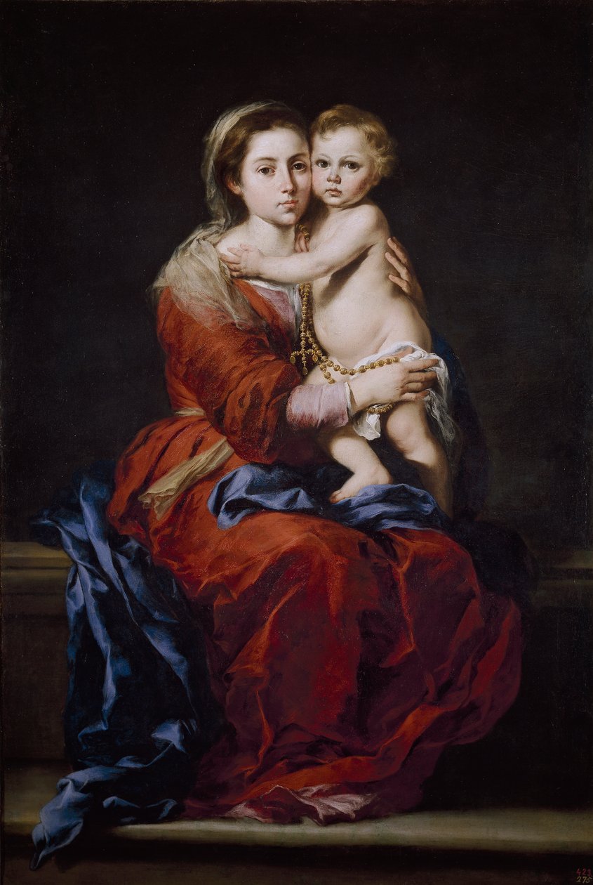 Dziewica z Dzieciątkiem z Różańcem autorstwa Bartolomé Esteban Murillo