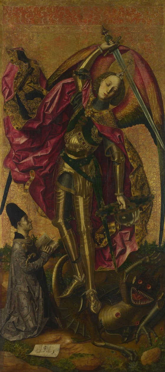 Święty Michał triumfuje nad diabłem, 1468 autorstwa Bartolomé Bermejo